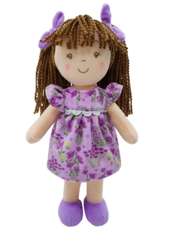 Plush / Soft Toy- Leah Ragdoll Wearing Purple Floral Dress