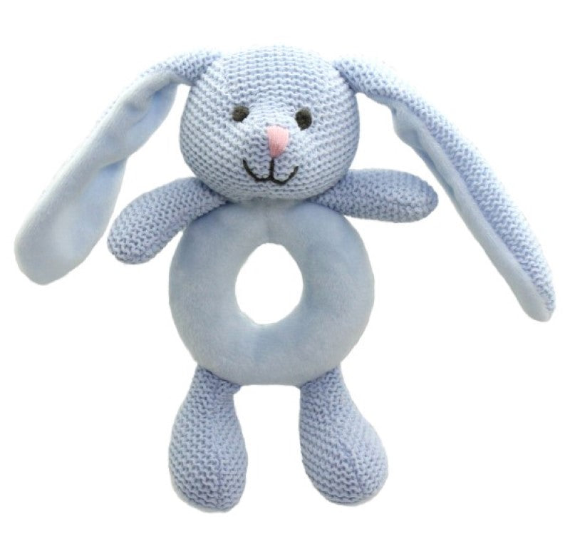 Plush / Soft Toy- Rabbit Rattle Blue