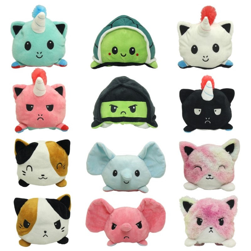 Plush / Soft Toy- Set of 6 Happy and Angry Reversible Animals