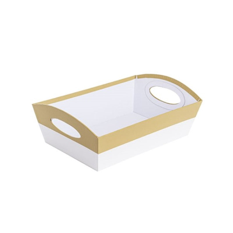 Hamper Tray Rigid Medium Gold on White