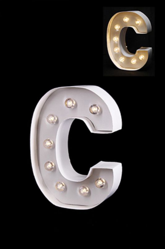 Gloss Card LED Letter 'C' - - Warm White 2 X AAA Battery (Required) -  White