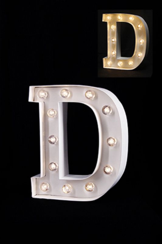 Gloss Card LED Letter 'D' - - Warm White 2 X AAA Battery (Required) -  White