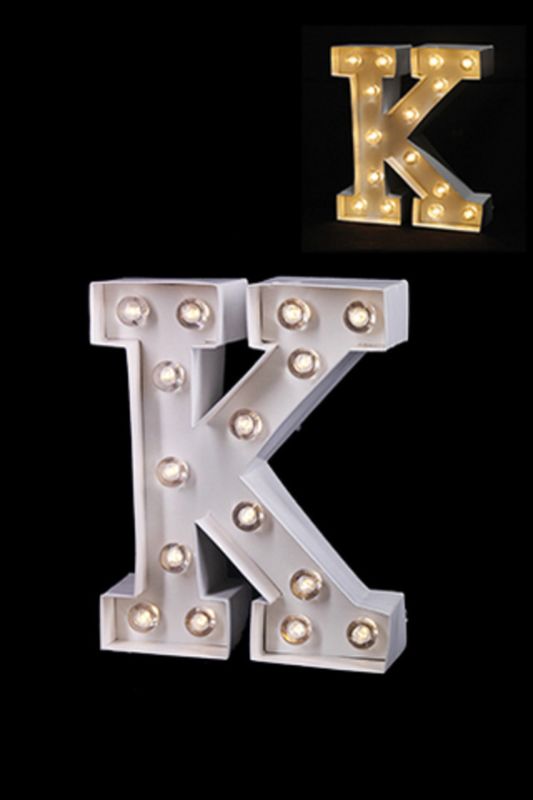 Gloss Card LED Letter 'K' - - Warm White 2 X AAA Battery (Required) -  White