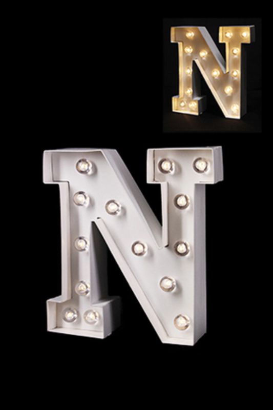 Gloss Card LED Letter 'N' - - Warm White 2 X AAA Battery (Required) -  White
