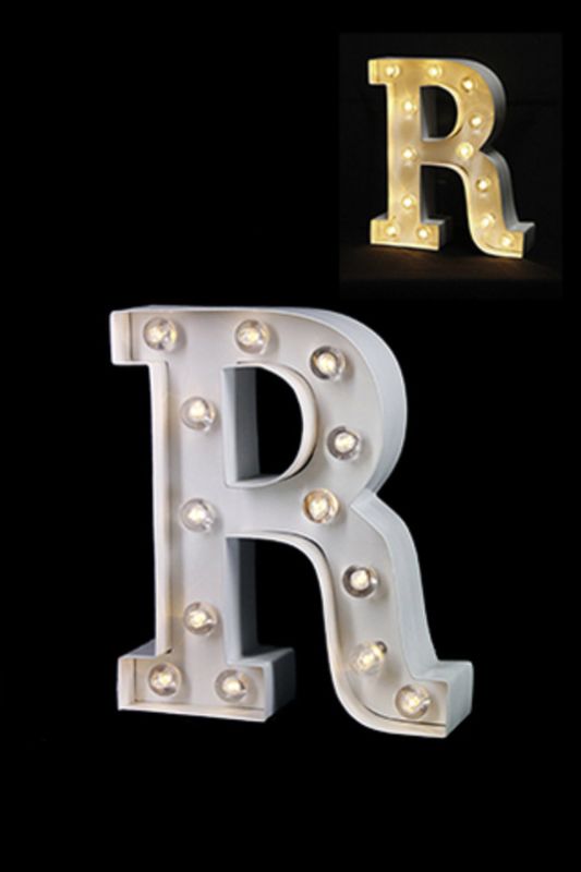 Gloss Card LED Letter 'R' - - Warm White 2 X AAA Battery (Required) -  White