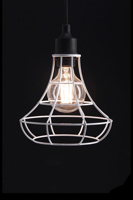 Wire Frame Pendant (Bell) -  White