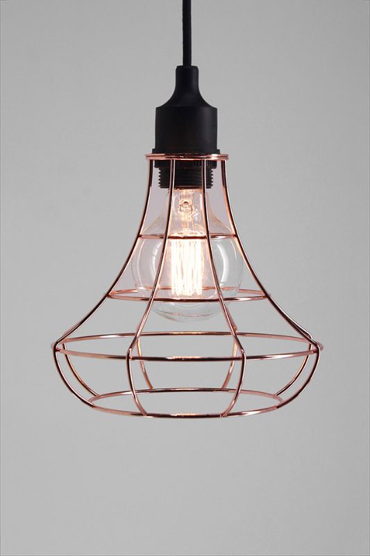 Wire Frame Pendant (Bell) -  Rose Gold