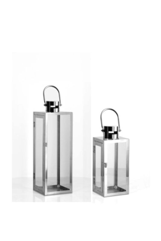 Set of 2 -  Stainless Steel Lantern - Modern -  Silver