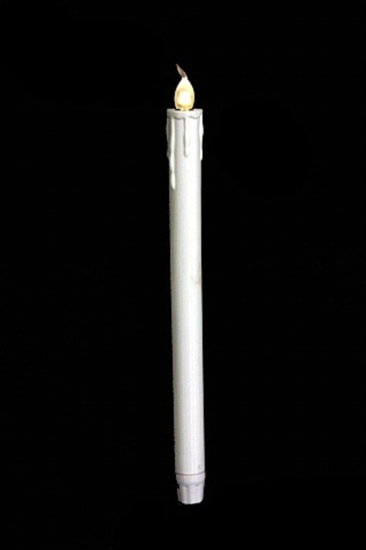 LED Flicker Candle with Drip (requires 2xAA batteries) -  White - Set of 50