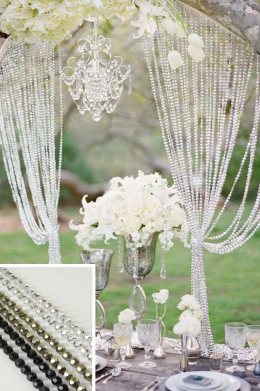 Decorative Garland - Metallic Curtain Ball String -  Silver