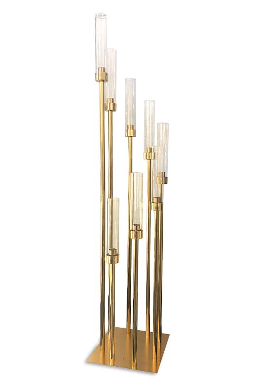 8 Holder Multi Height Candelabra -  Gold
