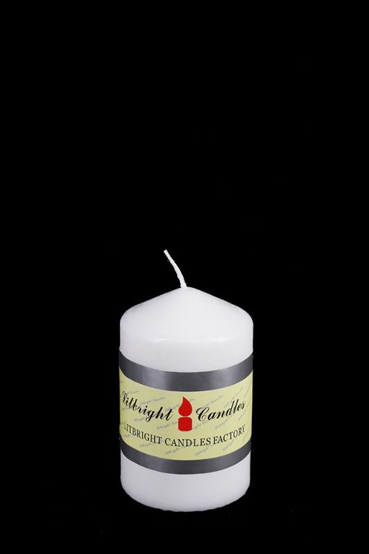 Pressed Wax Pillar Candle -  White - Set of 48