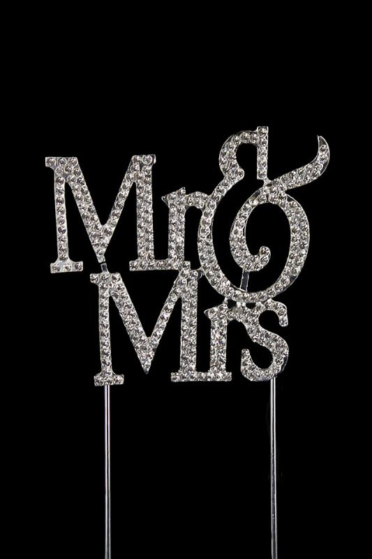Diamante Cake 'Mr & Mrs' -  Silver