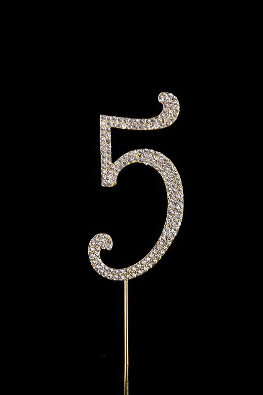Diamante Cake Number 5 -  Gold