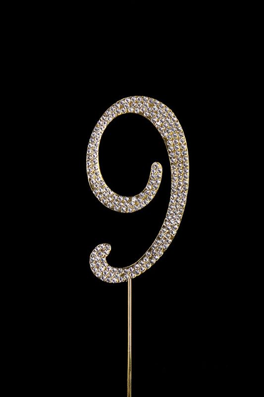 Diamante Cake Number 9 -  Gold
