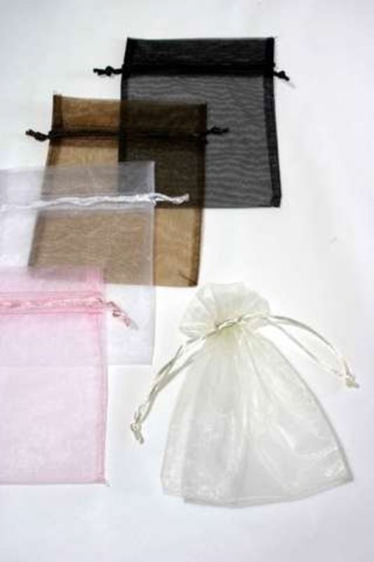 Organza Bag with Chord Tie -  White - Set of 50