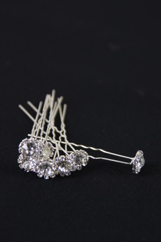 Deluxe Diamante Hair Pin -  Silver