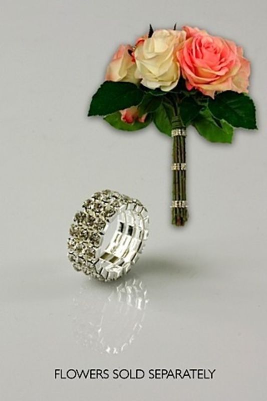 Florist - Diamante Ring (3x17) -  Silver - Set of 12