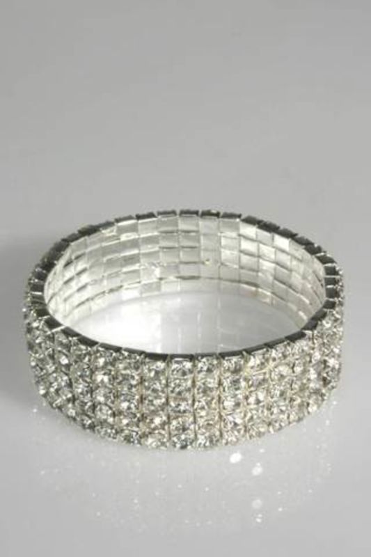 Florist - Diamante Corsage Bracelet (5x40) -  Silver - Set of 12