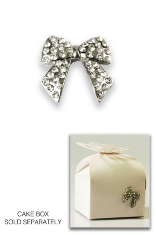 Decorative - Diamante Bow /- Tail -  Silver - Set of 12