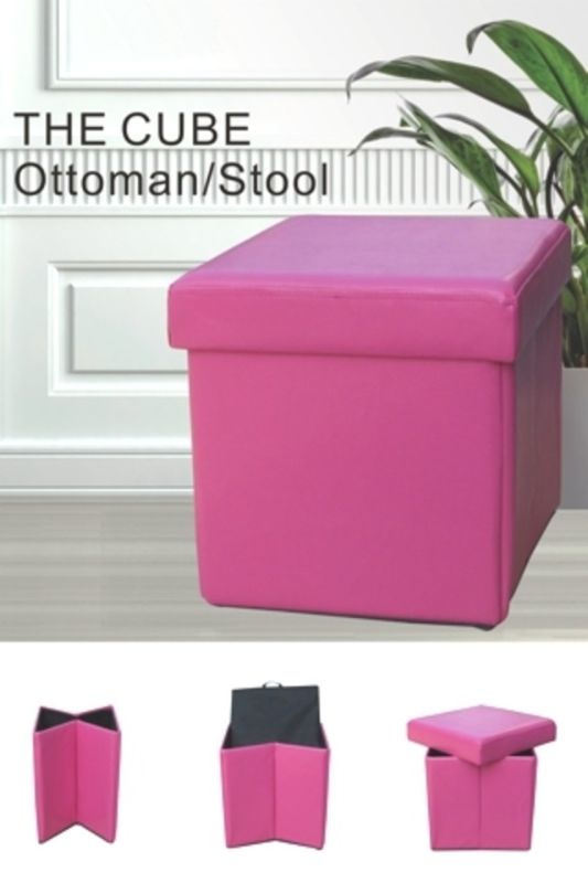 Party Stool with Storage (PU Leatherette) -  Pink