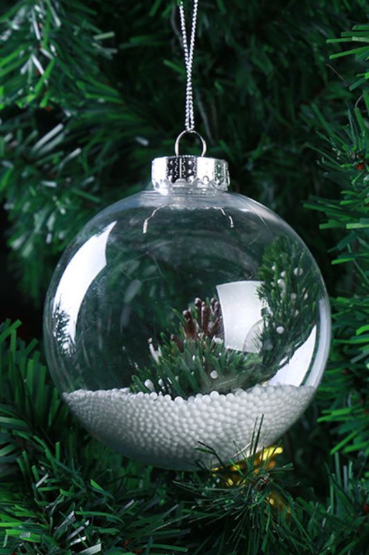 Clear Fillable Christmas Baubles -  Clear - Set of 6