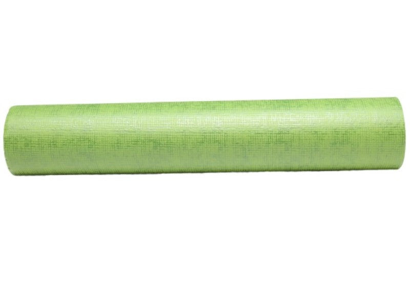 Moss green linen patterned Vilene roll, 50cm x 20m, perfect for sewing, quilting, and home decor projects.