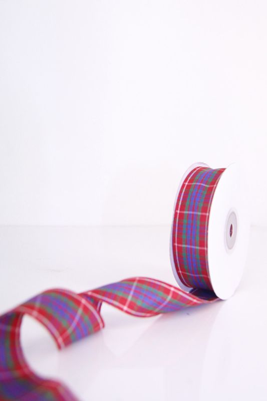 Ribbon - Tartan Ribbon #1 - 23mm -  White Red