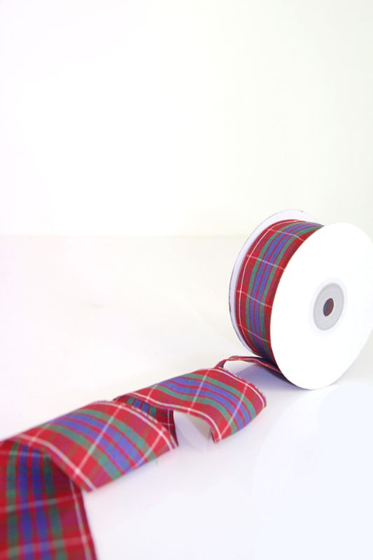 Ribbon - Tartan Ribbon #1 - 38mm -  White Red