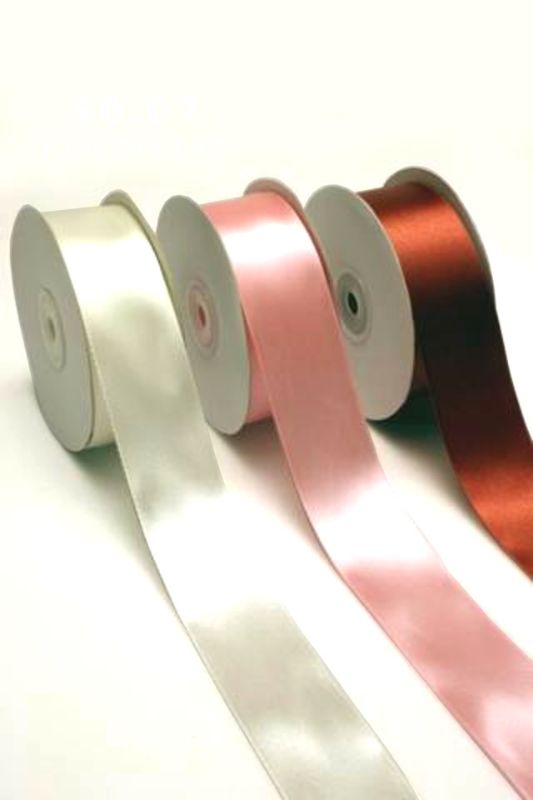 Ribbon - Satin Woven Edge Ribbon (Double Face) -  White - Set of 3