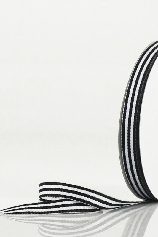 Ribbon - Triple Stripe Grosgrain Ribbon -  Black - Set of 5