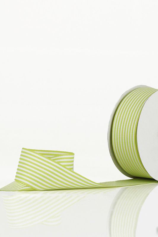 Ribbon - Wide Fine Stripe Grosgrain Ribbon -  Lime - Set of 2
