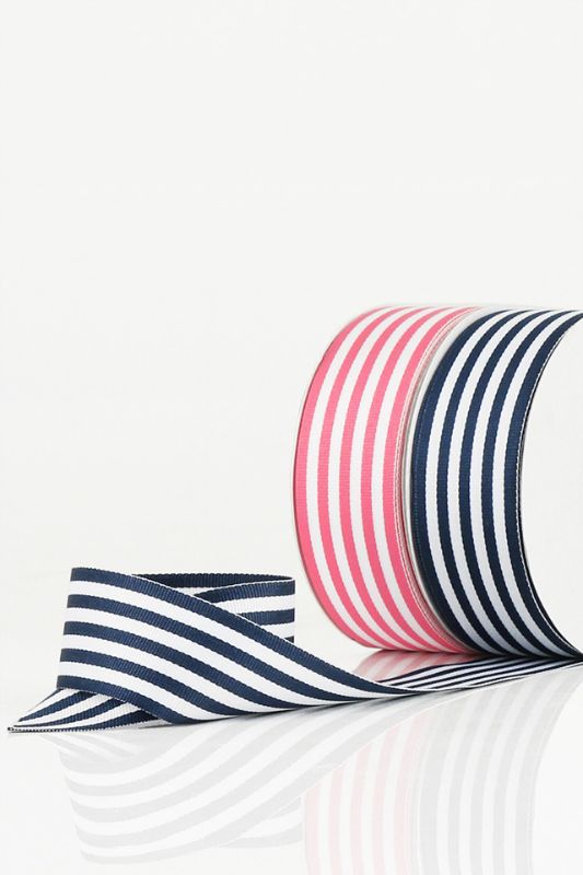 Ribbon - Wide Stripe Grosgrain Ribbon -  Red - Set of 2