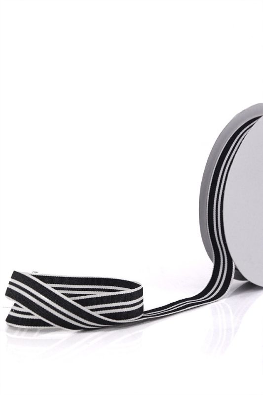 Ribbon - Black Multi Stripe Grosgrain Ribbon -  Black - Set of 5