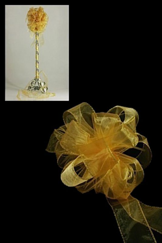 Ribbon - Pull Bow Gold Edge -  Old Gold - Set of 20