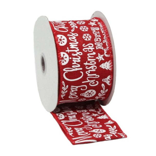 Vibrant red wired ribbon for holiday decor, perfect for bows, wreaths, and gift wrapping, 60mm x 10m.
