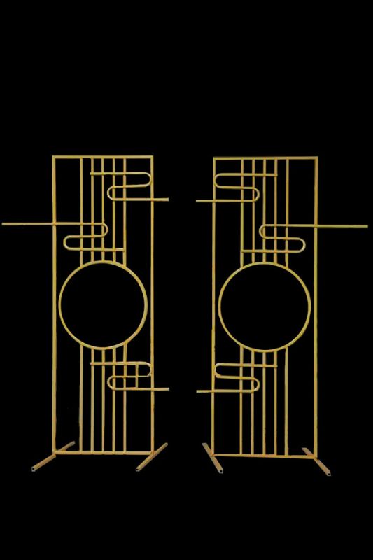 Event Backdrop - Rectangle Chinese Wedding Display Frame -  Gold - Set of 2