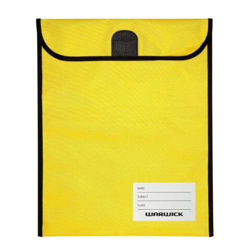 Warwick Homework Bag Medium 290x360mm Hook & Loop Yellow