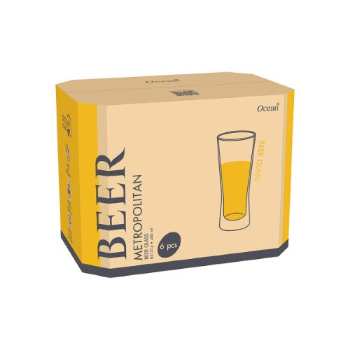 Eco Metropolitan Beer Glass 400ml -  Set 6 - Ocean