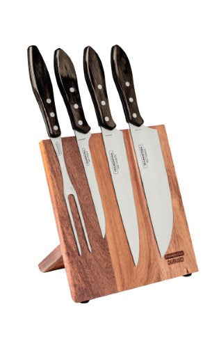 Churrasco Barbecue Knife Block  5 Piece - Brown - Tramontina