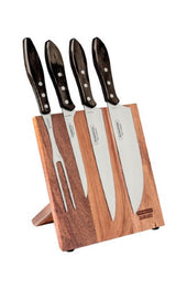 Churrasco Barbecue Knife Block  5 Piece - Brown - Tramontina
