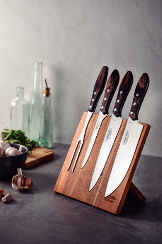 Churrasco Barbecue Knife Block  5 Piece - Brown - Tramontina