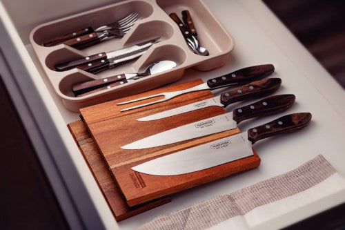 Churrasco Barbecue Knife Block  5 Piece - Brown - Tramontina