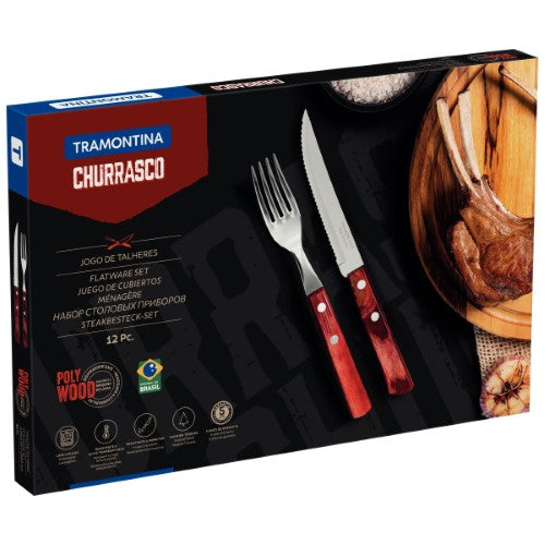 Churrasco Steak Knife Polywood Traditional Steak Set Red 12pc - Tramontina