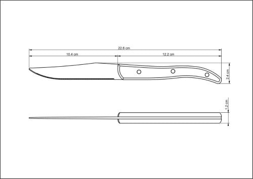 Churrasco Steak Knife  Micro Serrated Narrow Polywood 4", 10cm - Tramontina