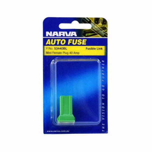 Mini Female Fusible Link - 40 Amp Green - Plug In (Blister Pack Of 1)