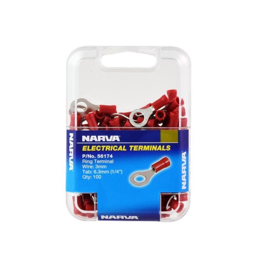 Ring Terminal - 6.3mm (Red - 100 Pack)