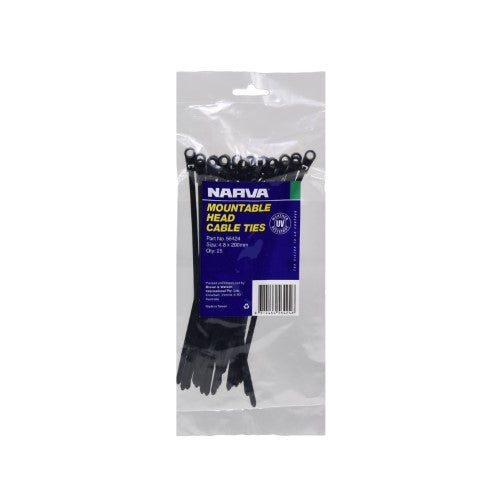Mountable Head Cable Tie - 4.8 X 200mm (25 Pack)