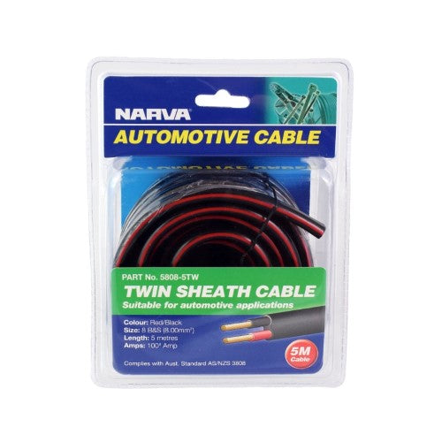 100a 8 B&S Twin Core Cable - 5m Red / Black With Black Tracer