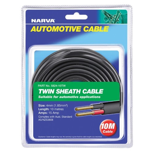 Narva - Twin Core 4mm 25a 10m Red/Blk